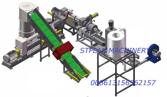 Machine en plastique d'extrudeuse de granules de HDPE de Ring Cutting de l'eau de déchets solides d'étape unique